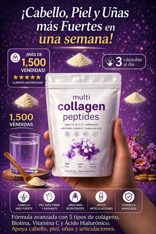 🔥✨ Multicolágeno #1: Piel Radiante ✨ Cabello Fuerte 💁‍♀️ y Uñas Resistentes 💅 en Días 🚀